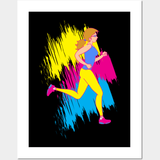 Colorful Woman Runner - Running gift Posters and Art